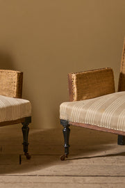 Pair of square sided Napoleon III armchairs