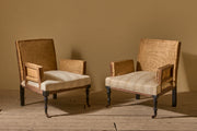 Pair of square sided Napoleon III armchairs