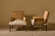 Pair of square sided Napoleon III armchairs