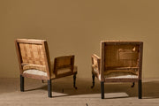 Pair of square sided Napoleon III armchairs