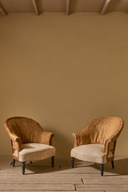 Pair of Napoleon III hessian tub chairs