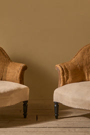 Pair of Napoleon III hessian tub chairs
