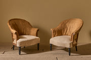 Pair of Napoleon III hessian tub chairs
