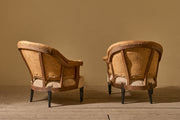 Pair of Napoleon III hessian tub chairs