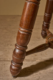 Mid century turned oak stool in the manner of Charles Dudouyt