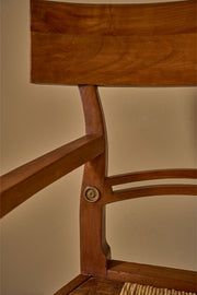 19th century cherrywood and rush seated hall bench
