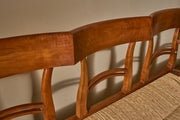 19th century cherrywood and rush seated hall bench