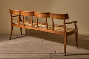 19th century cherrywood and rush seated hall bench