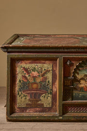 Large 19th century painted marriage trunk