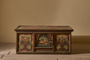 Large 19th century painted marriage trunk