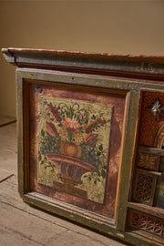 Large 19th century painted marriage trunk