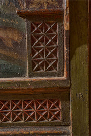 Large 19th century painted marriage trunk