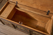 Large 19th century painted marriage trunk