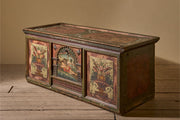 Large 19th century painted marriage trunk