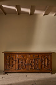 Mid 20th century Solid oak Brutalist Spanish sideboard