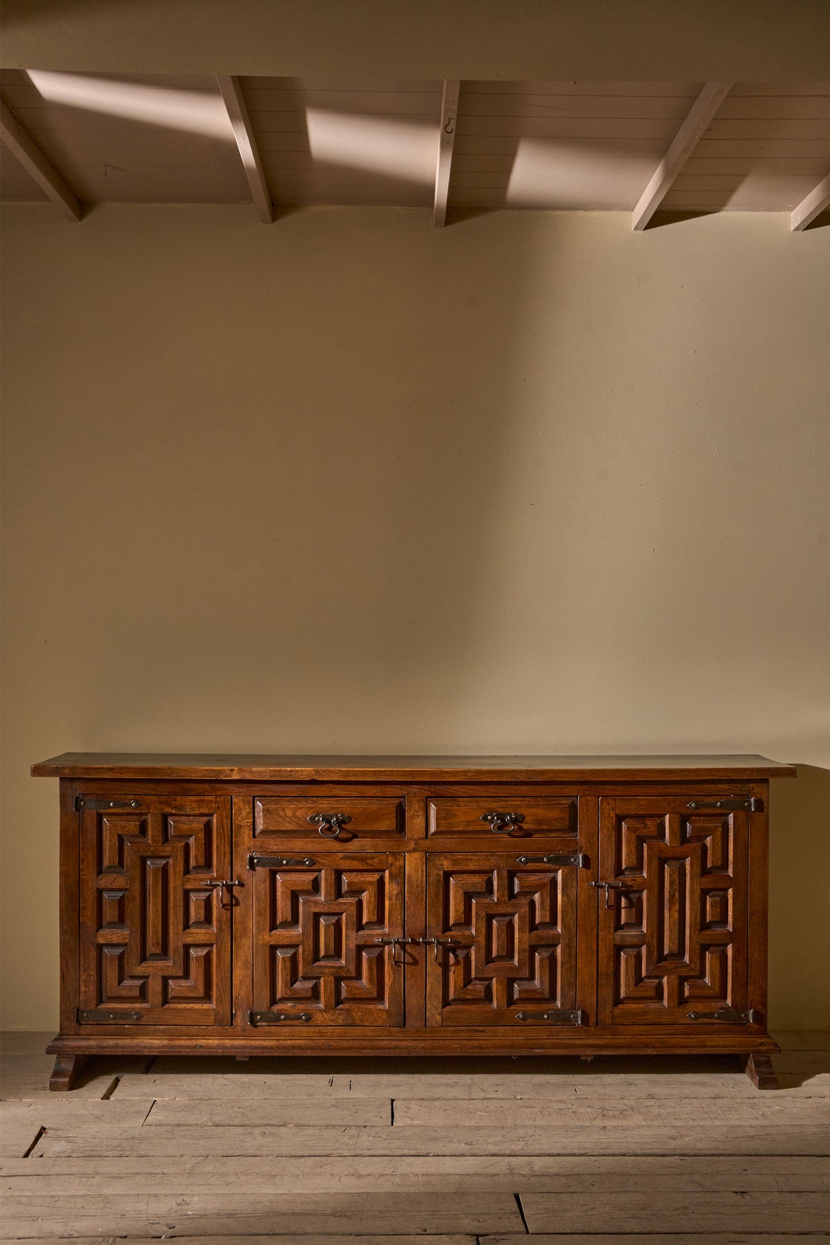Mid 20th century Solid oak Brutalist Spanish sideboard