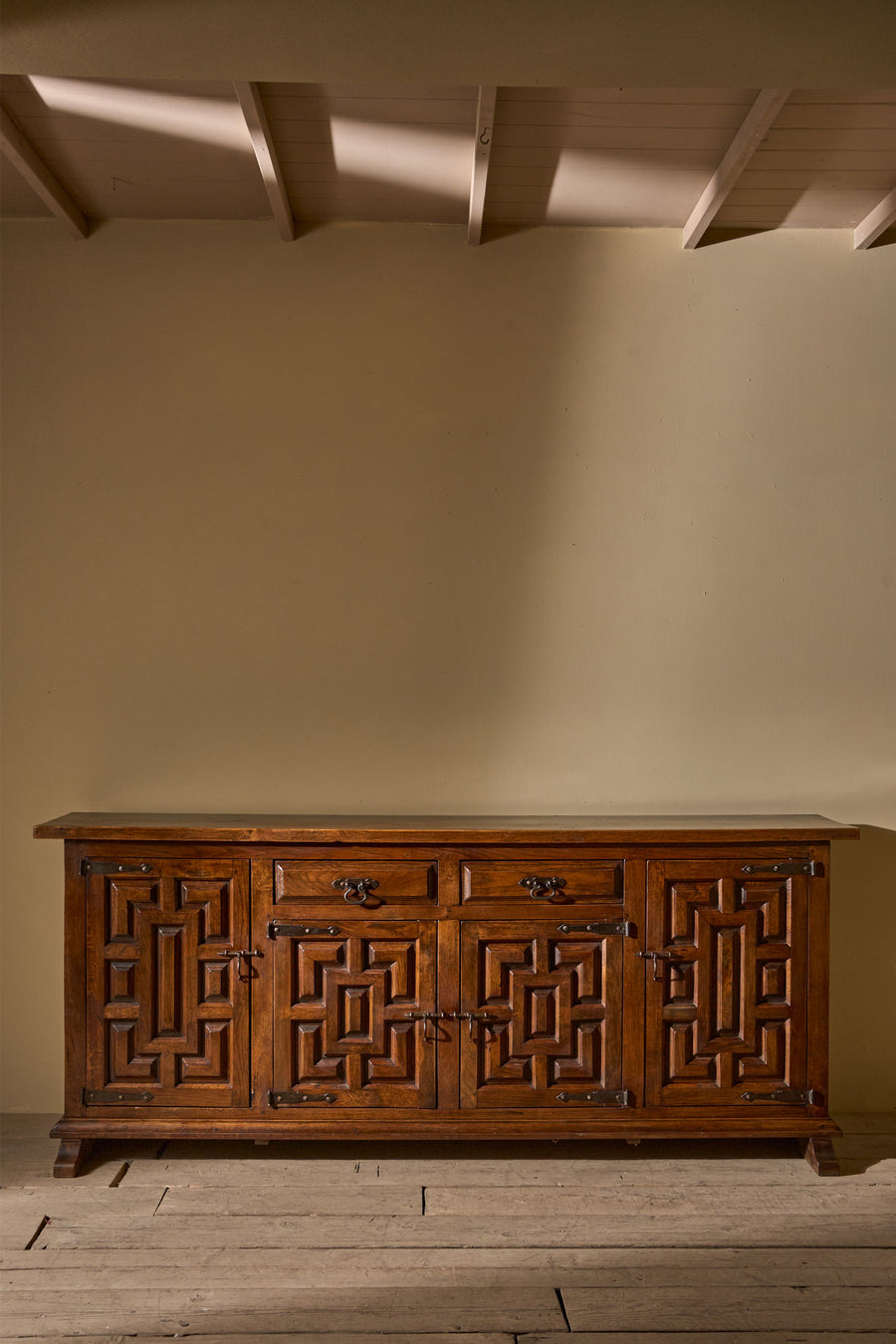 Mid 20th century Solid oak Brutalist Spanish sideboard