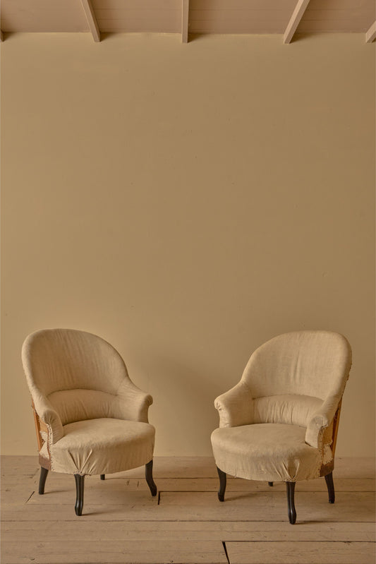 Pair of Neatly proportioned Napoleon III tub chairs - TallBoy Interiors