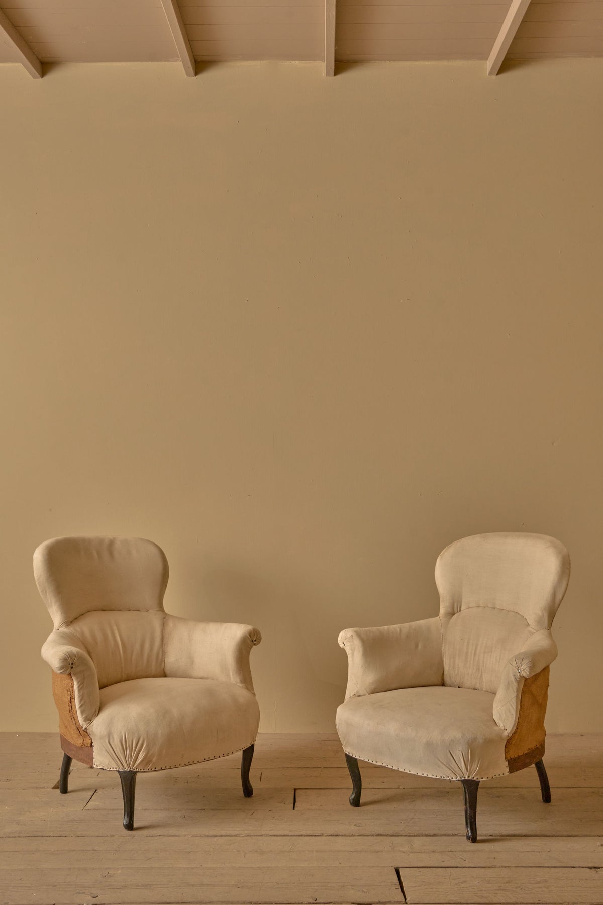 Pair of Napoleon III spoon back armchairs
