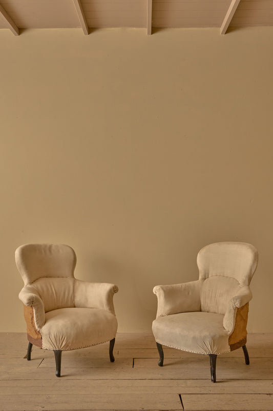 Pair of Napoleon III spoon back armchairs - TallBoy Interiors