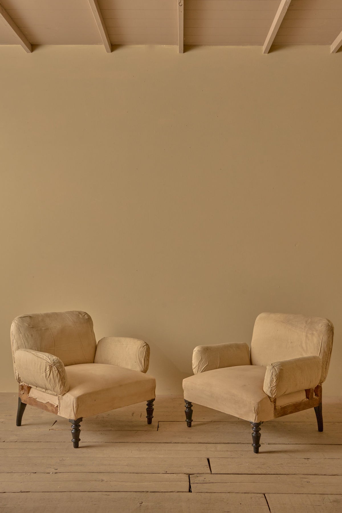 Pair of Napoleon III pillow armed armchairs