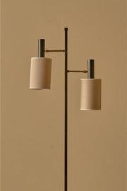 Mid 20th century black metal and brass 2 arm floor lamp