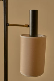 Mid 20th century black metal and brass 2 arm floor lamp
