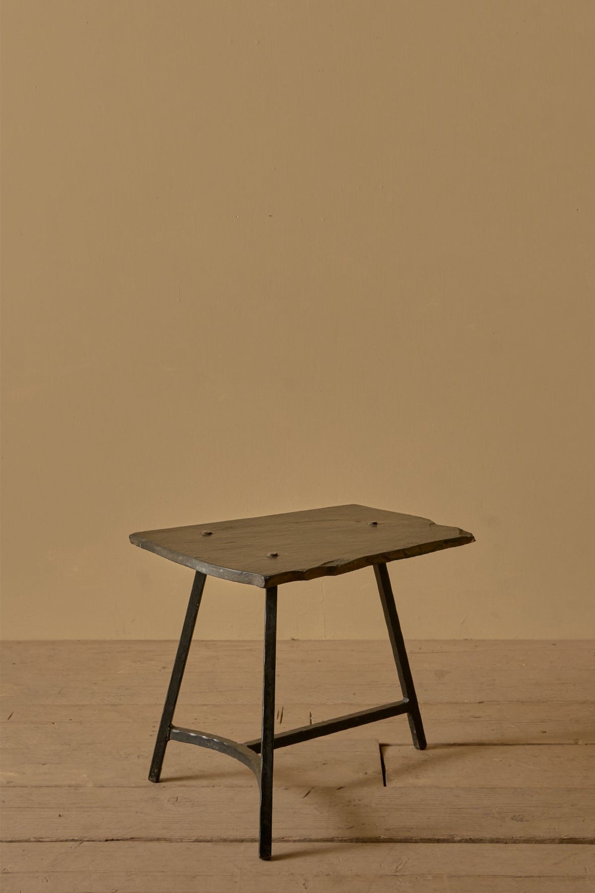 Mid century French steel and slate side table