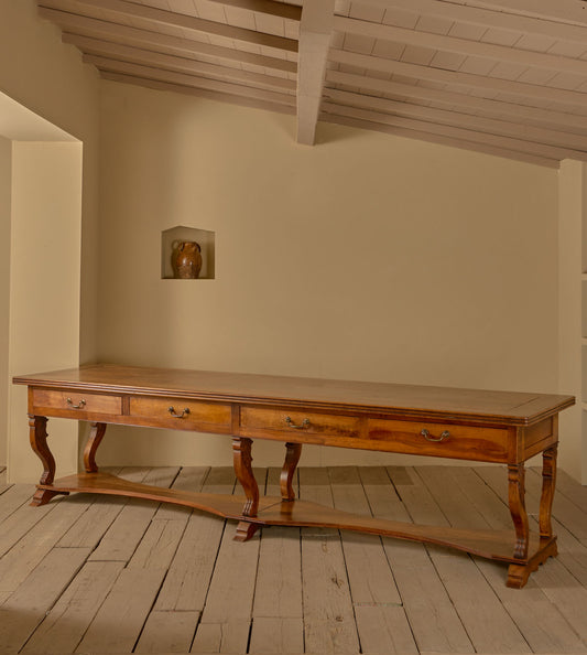 3.3m 19th century Walnut Italian drapers table - TallBoy Interiors