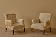 Pair of Napoleon III high backed pillow armed armchairs