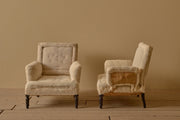 Pair of Napoleon III high backed pillow armed armchairs