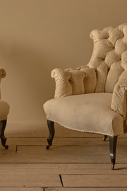 Pair of Napoleon III high back fishtail armchairs