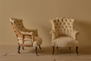 Pair of Napoleon III high back fishtail armchairs