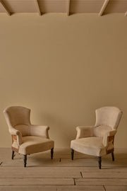 Pair of Napoleon III high curved back armchairs