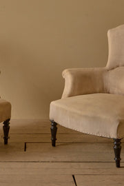 Pair of Napoleon III high curved back armchairs