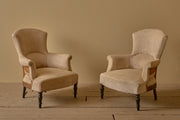 Pair of Napoleon III high curved back armchairs