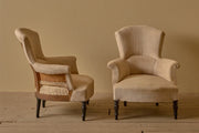 Pair of Napoleon III high curved back armchairs