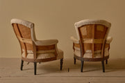 Pair of Napoleon III high curved back armchairs