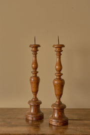 Pair of large 17th Century Italian walnut candle sticks