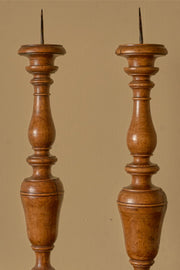 Pair of large 17th Century Italian walnut candle sticks