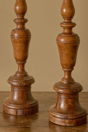 Pair of large 17th Century Italian walnut candle sticks