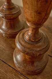 Pair of large 17th Century Italian walnut candle sticks