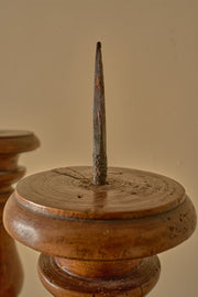 Pair of large 17th Century Italian walnut candle sticks