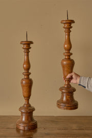 Pair of large 17th Century Italian walnut candle sticks