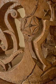 Large 18th century carved oak newel post