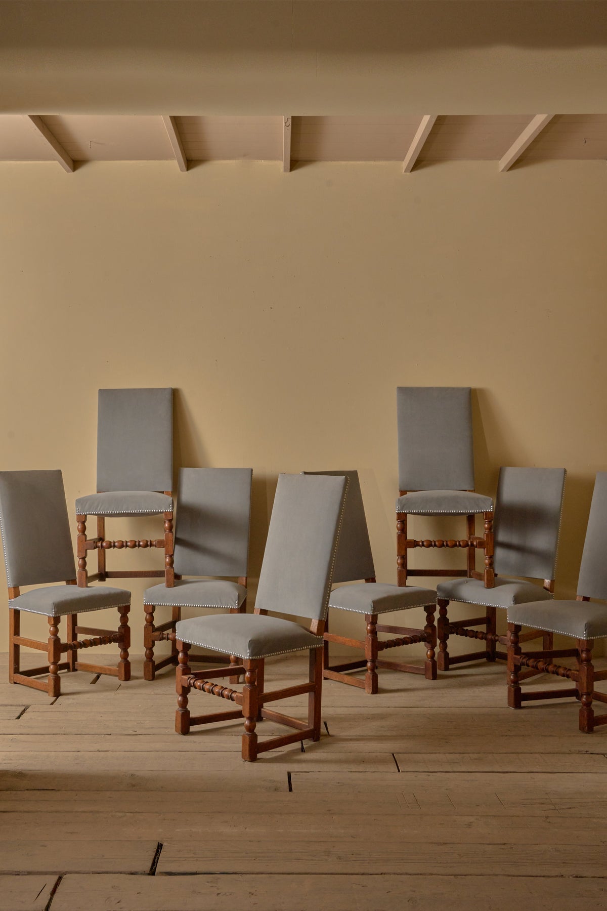Set of 18th century French oak dining chairs