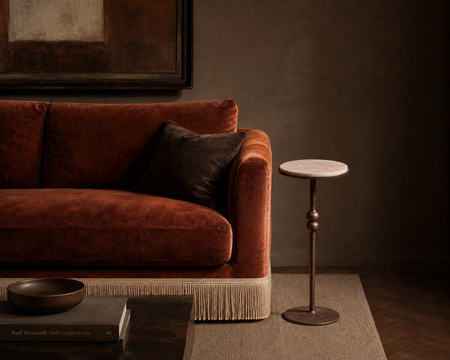 The 'Brokkr' forged Bronze martini table with quartzite top - TallBoy Interiors