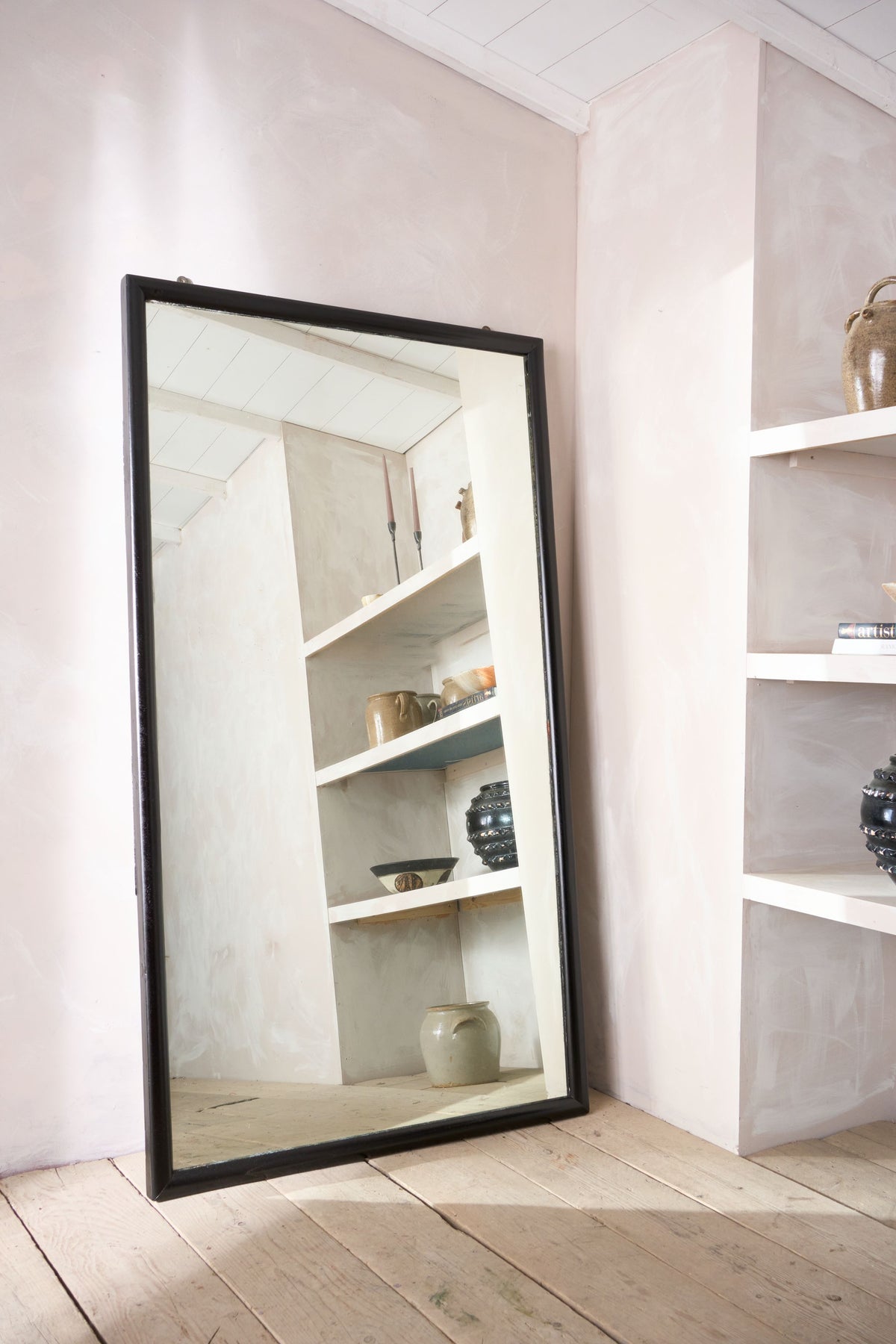Large 1920's Ebonised frame tailors mirror - TallBoy Interiors