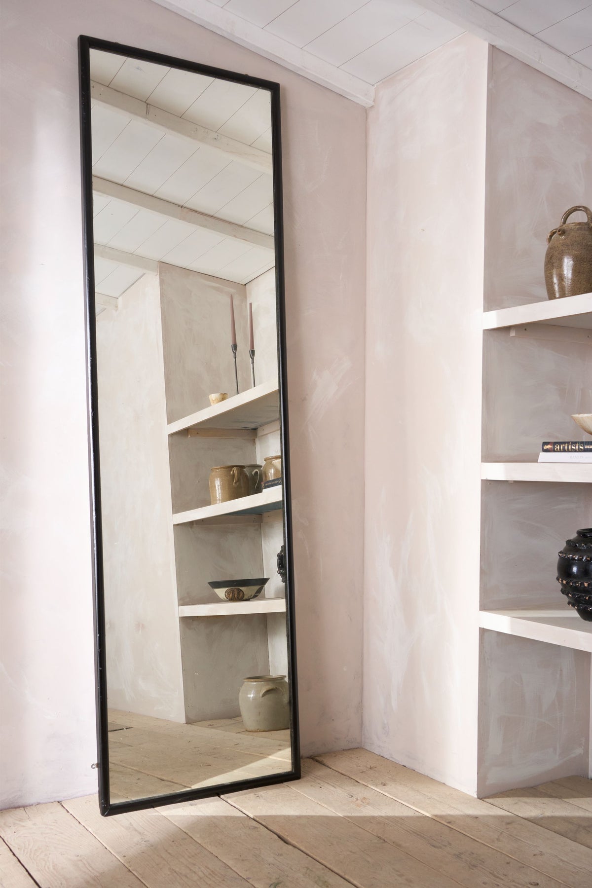 Tall c.1920 Ebonised tailors mirror - TallBoy Interiors