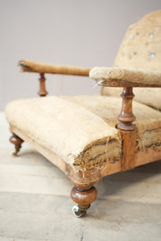 19th century square back open armchair in the manner of Howard and sons - TallBoy Interiors